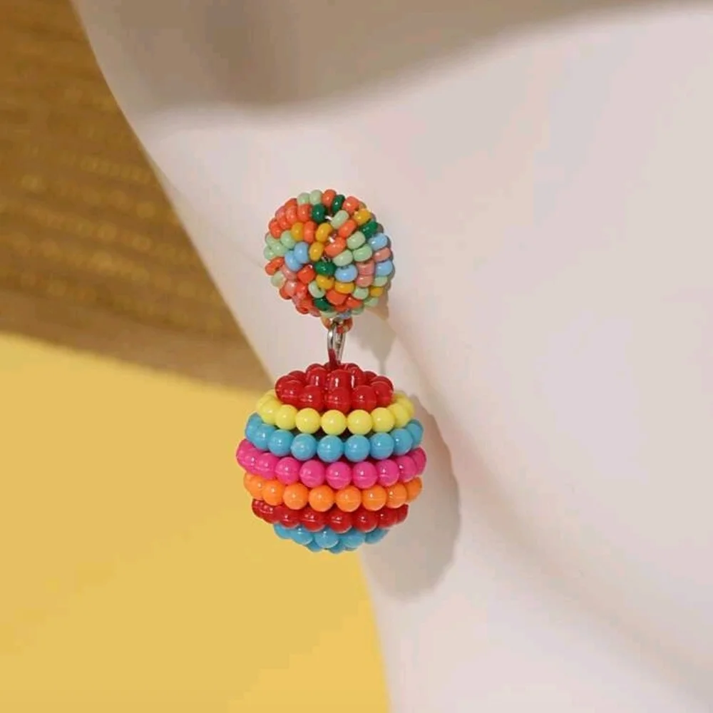 Colorful‎ Beaded Drop Earrings – Retro Candy Ball Style